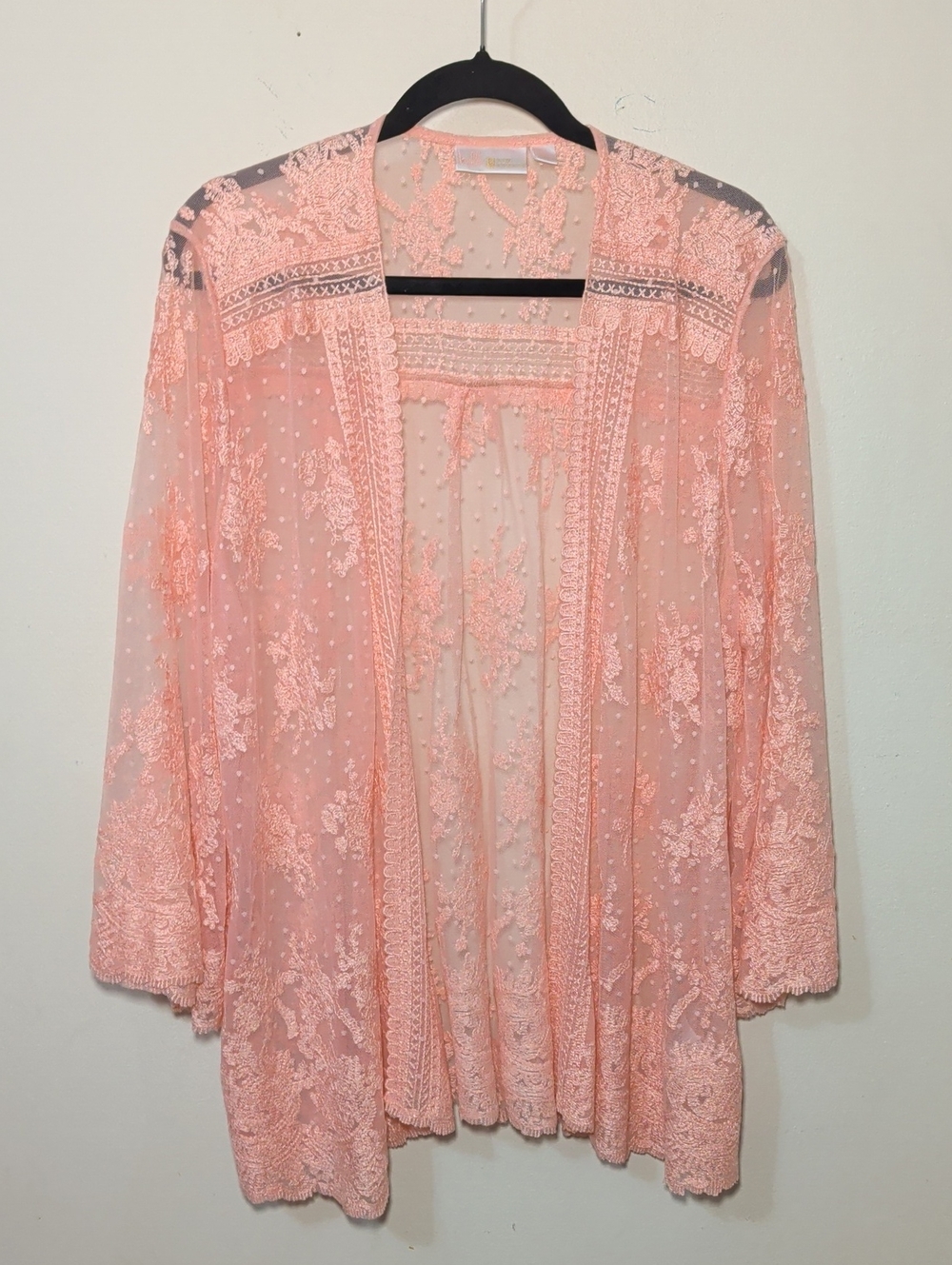 Belle by Kim Gravel Pink Lace Kimono Ballet Fairycore Ethereal Women's Size XL